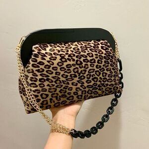 Handmade Real Hair-on-horsehide Leopard Print Wooden Frame Bag & 2 Straps Styles